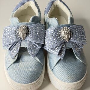 Kids Light Blue Sneakers with Rhinestone Bow